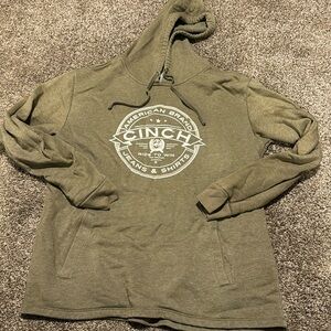Cinch hoodie. Olive color. Soft fabric. Fits long. Size large.